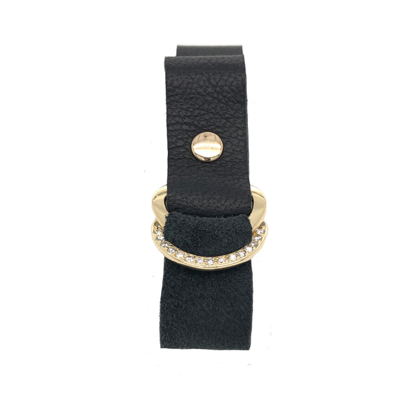 Pavé Diamond D Ring Leather Wrap Bracelet