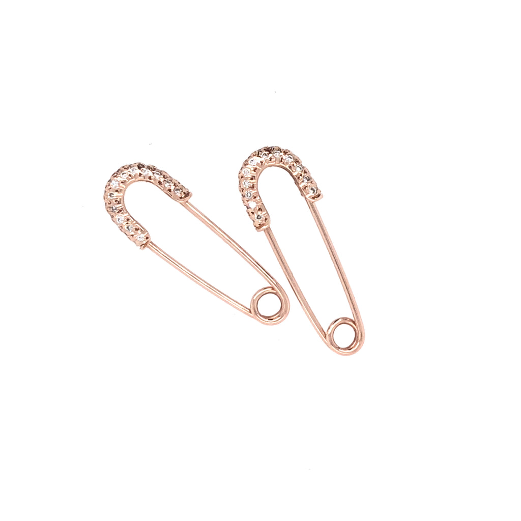 Safety Pin Diamond Pave 14-karat gold earring