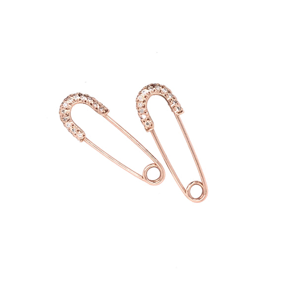 Safety Pin Diamond Pave 14-karat gold earring