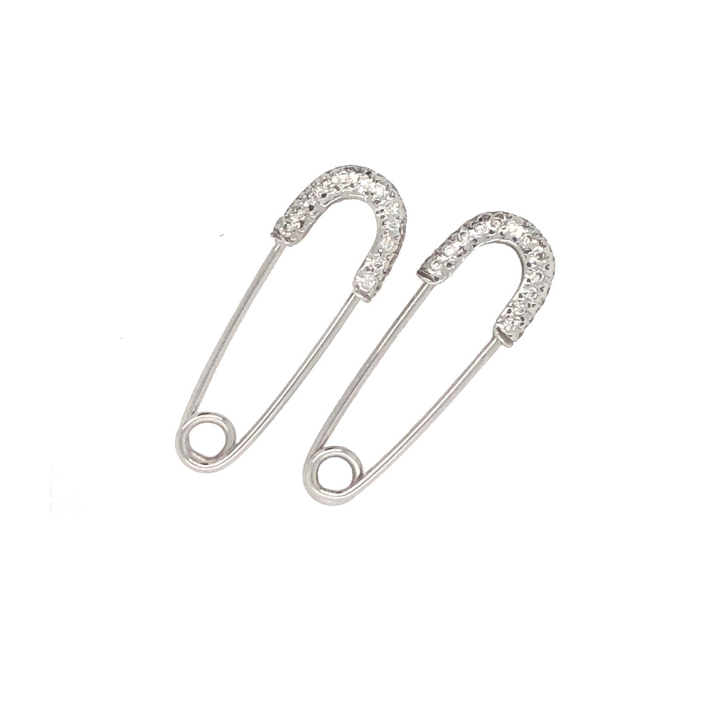 Safety Pin Diamond Pave 14-karat gold earring