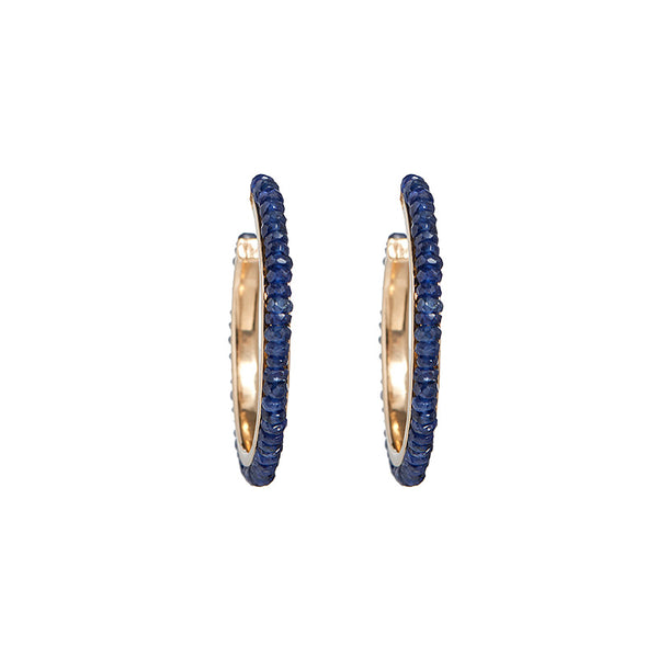 Blue Sapphire Stoned Hoops