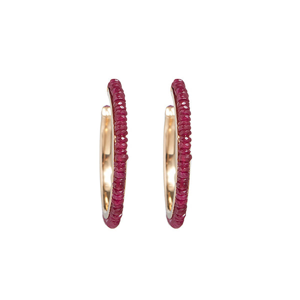 Ruby Stoned Hoops