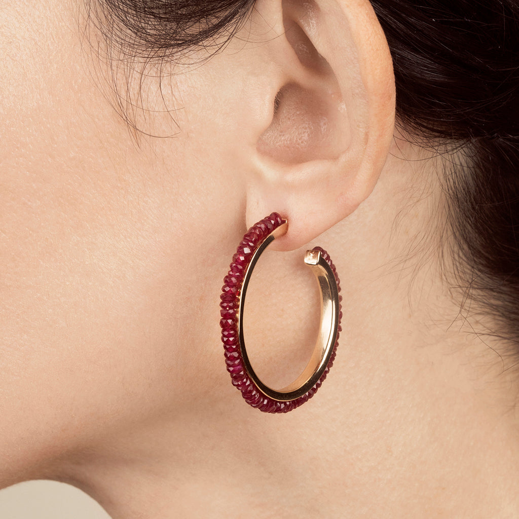 Ruby Stoned Hoops