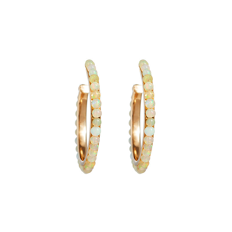 Opal Stoned Hoops