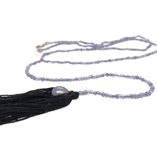 Iolite Y Pearl & Tassel Necklace