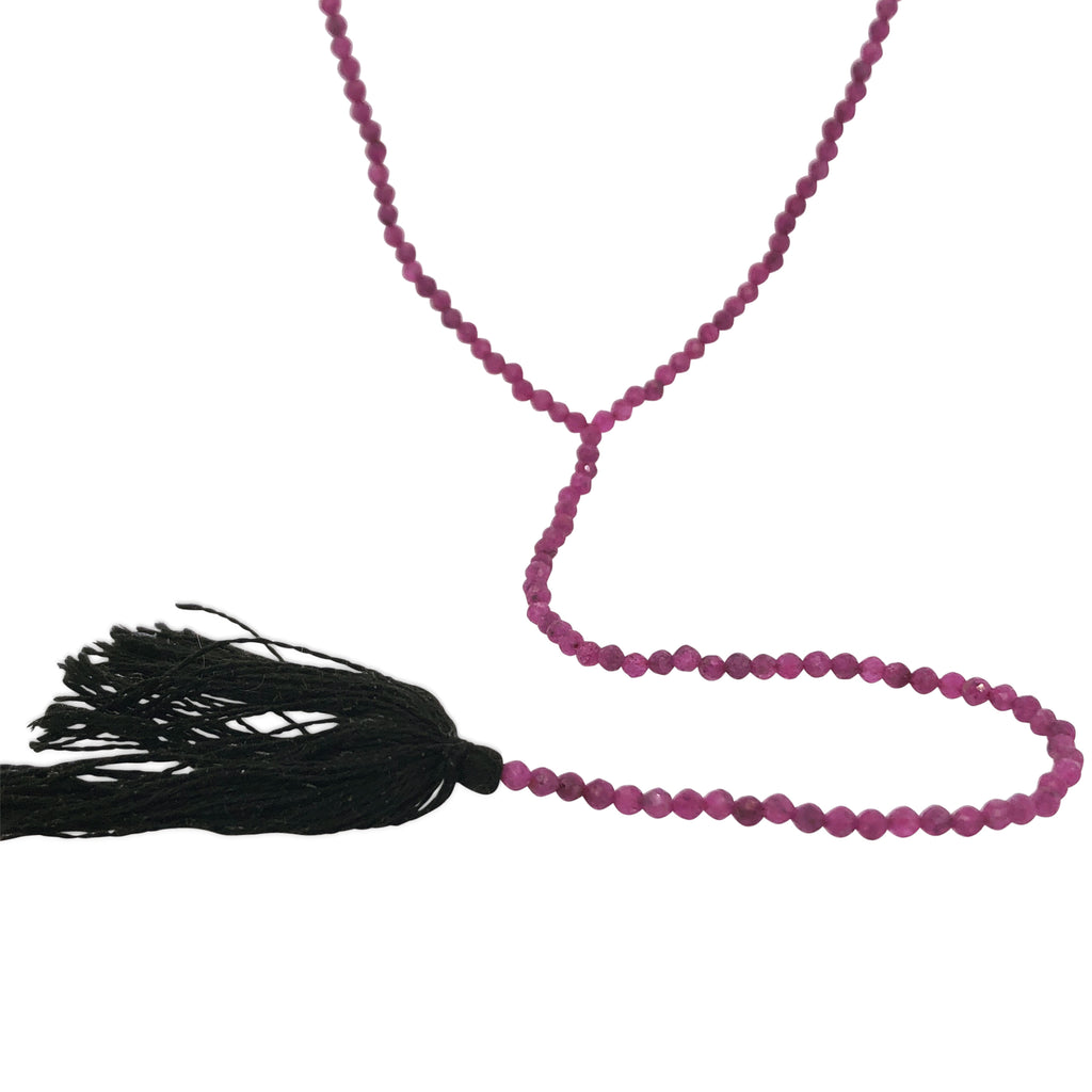 Ruby Y Pearl & Tassel Necklace