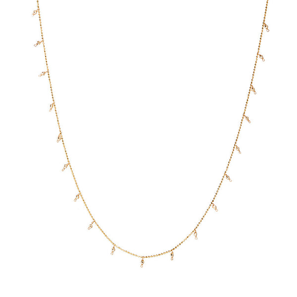 14k Gold Beaded Necklace with Diamond-Cut Detail, 2mm Beads 18"