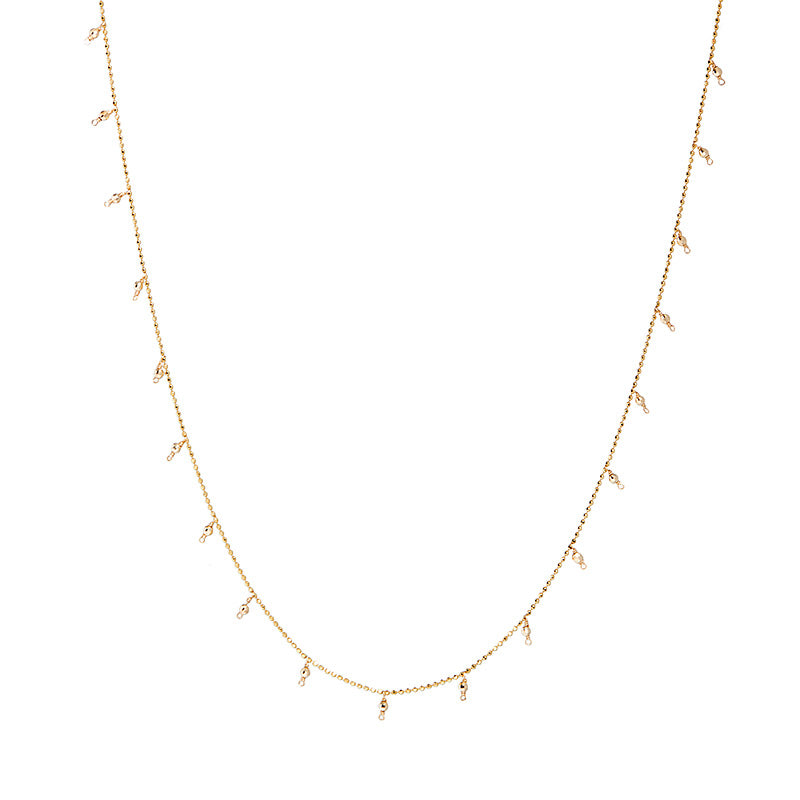 14k Gold Beaded Necklace with Diamond-Cut Detail, 2mm Beads 18"