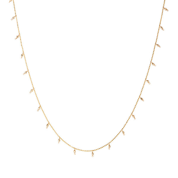 20-Inch 14k Gold Beaded Necklace with Diamond-Cut Detail, 2mm Beads