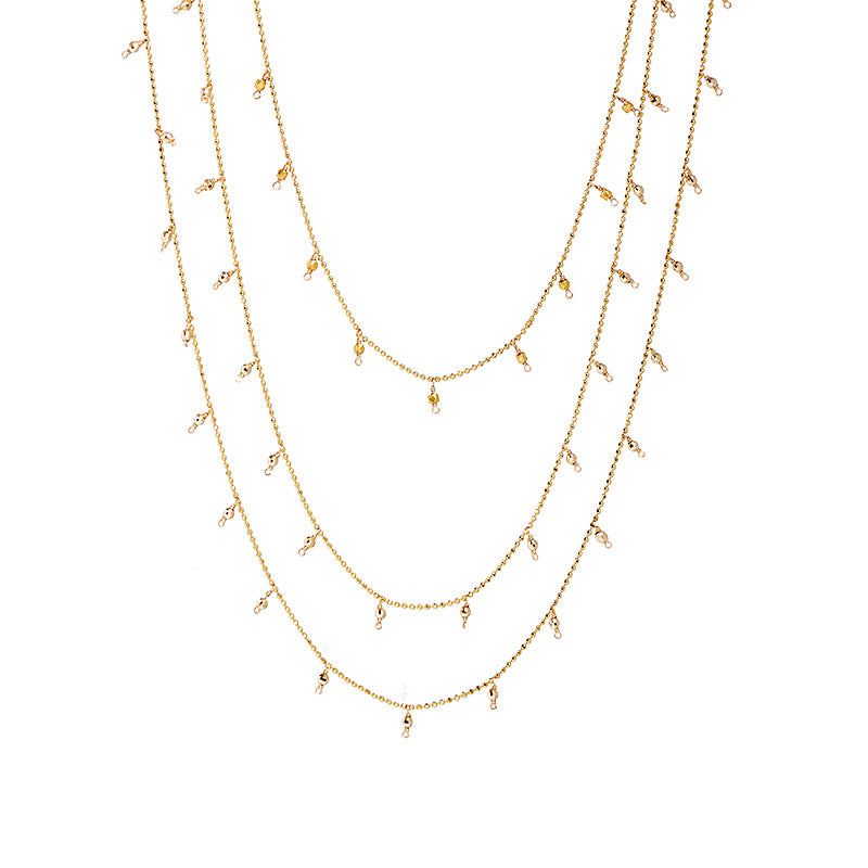 20-Inch 14k Gold Beaded Necklace with Diamond-Cut Detail, 2mm Beads