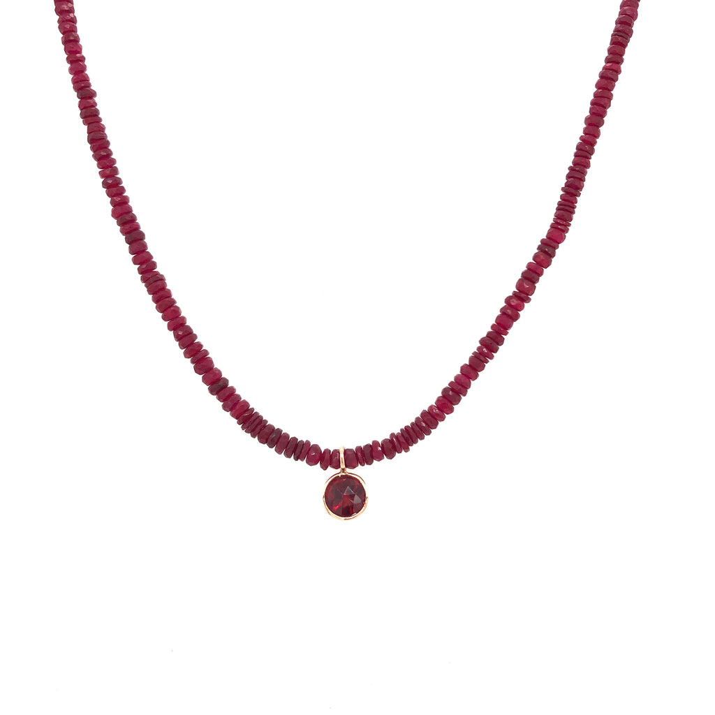 Ruby on Ruby Stoned Necklace One of a Kind