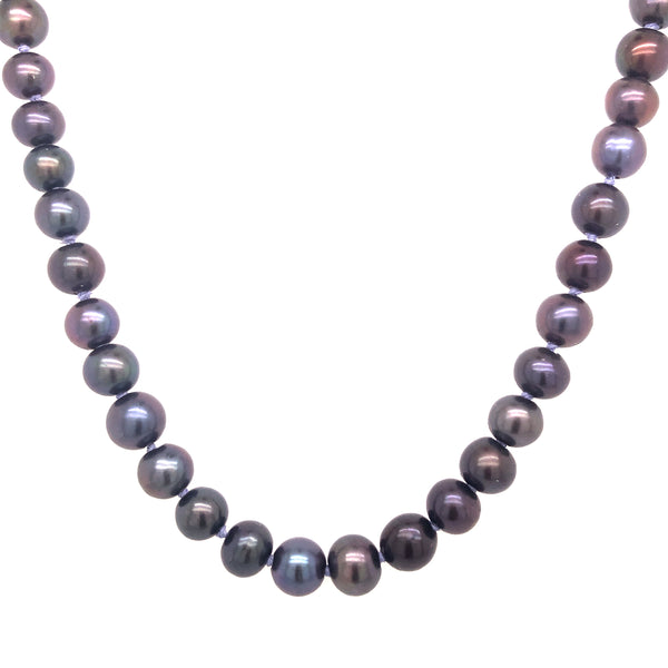 Lavender Knotted Black Pearl Necklace