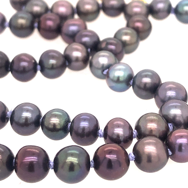 Lavender Knotted Black Pearl Necklace