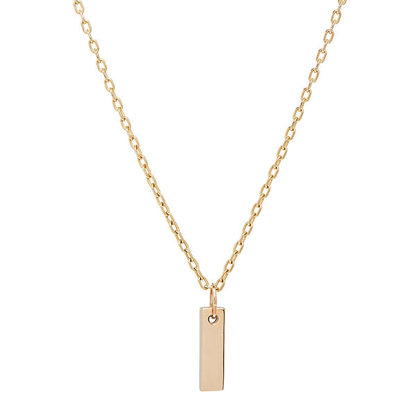 Customizable Gold Bar Pendant Necklace