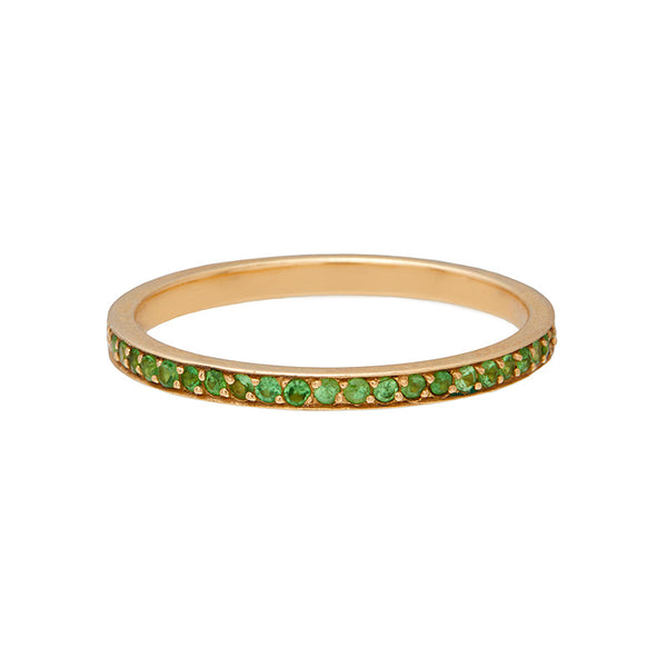 Tsavorite & Yellow Gold Pave Band